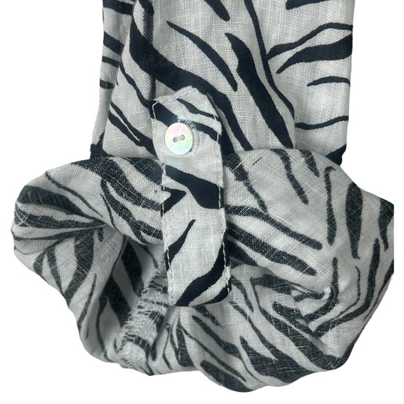 Cynthia Rowley 100% Linen Animal Print zebra Tunic Shirt - Picture 8 of 11